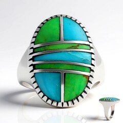 Anello in argento con Turchese Kingman Mohave Blu (Jones Lee)