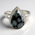 Bague en argent et Obsidienne Flocon-de-Neige