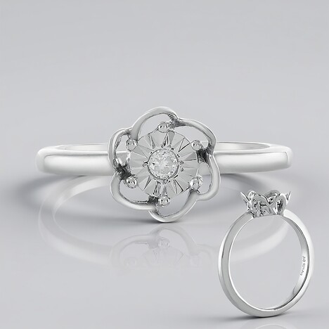 Anello in argento con Diamante I4 (J)