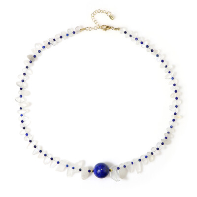 Zilveren halsketting met een lapis lazuli (Riya)