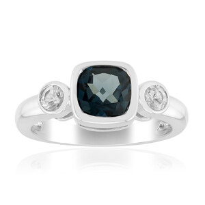 Anillo en plata con Topacio azul de Londres (Pallanova)