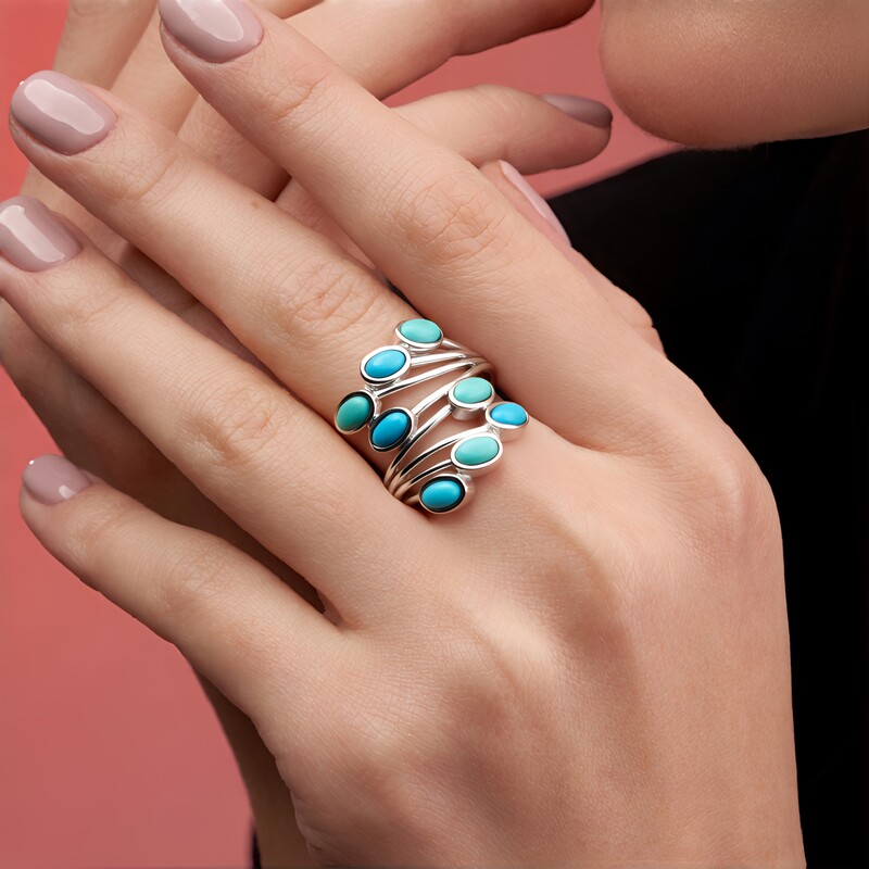 Anillo en plata con Turquesa bella durmiente (Faszination Türkis)