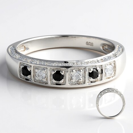 Bague pour homme en argent et Saphir blanc