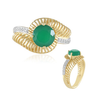 Zilveren ring met een Groene onyx (Ornaments by de Melo)