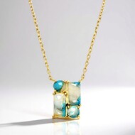 Turquoise Mosaic Silver Necklace
