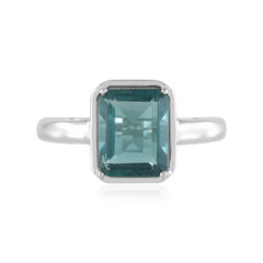 Bague en argent et Fluorite bleu pétrole