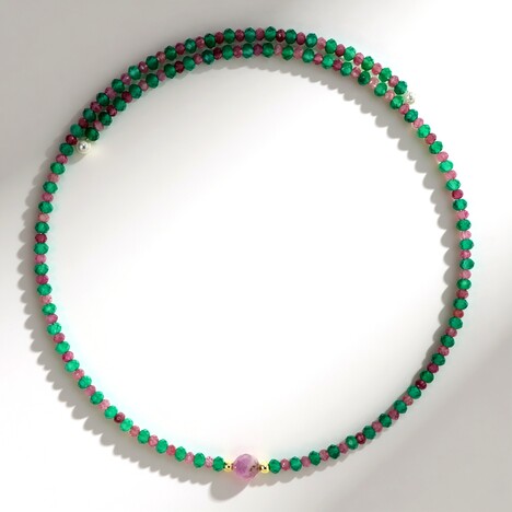 Collana rigida in acciaio con Rubino Mozambico (Riya)