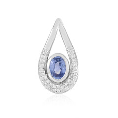 Zilveren hanger met een Blauwe Ceylon saffier
