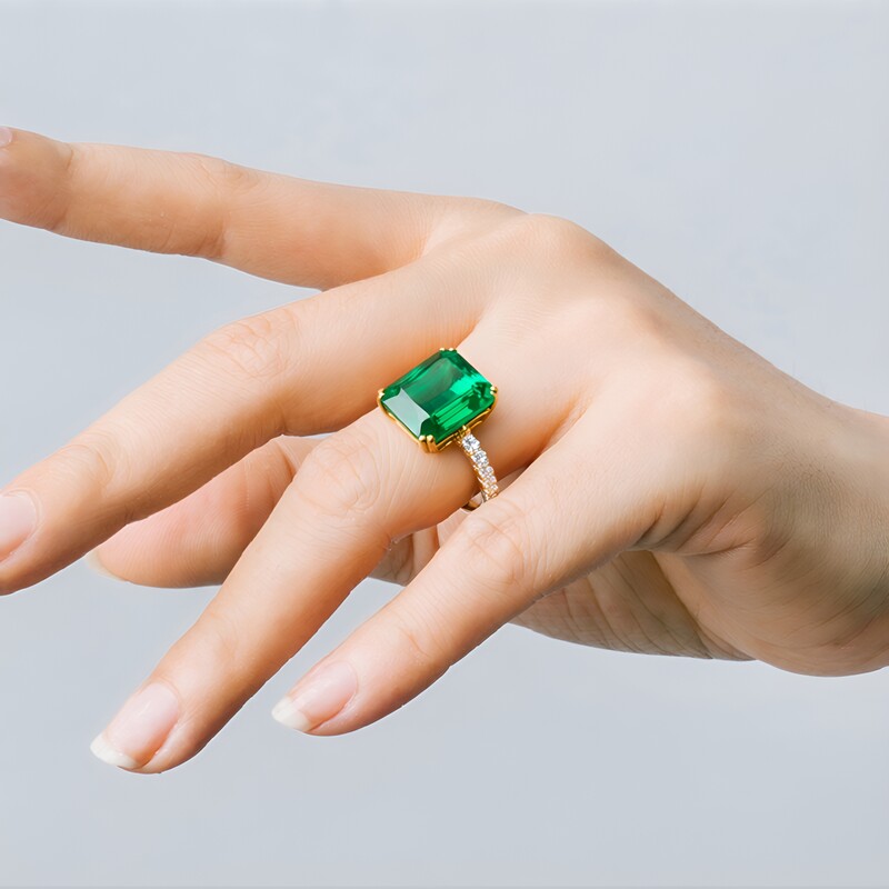 Pit D8-Smaragd-Silberring (Gems en Vogue)