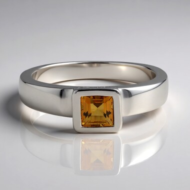 Anillo en plata con Citrino mandarina