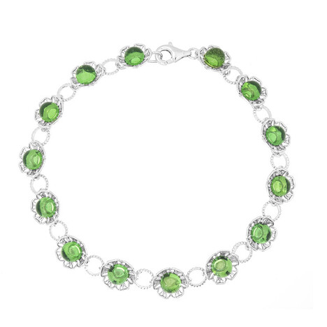 Grüner Kolumbianischer Bernstein-Silberarmband (dagen)