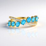 Anello in argento con Apatite Blu Neon