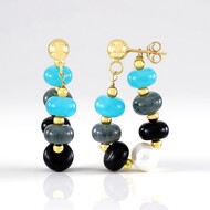 Black Quartz Silver Earrings (Riya)