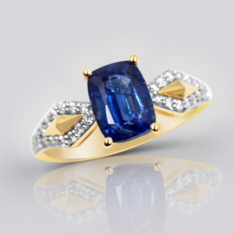 Anello in oro con Cianite del Nepal (AMAYANI)