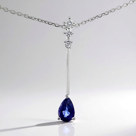 Collana in oro con Zaffiro Ceylon Blu