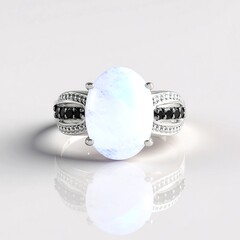Anello in argento con Pietra di Luna Arcobaleno
