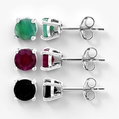 Boucles d'oreilles en argent et Saphir noir