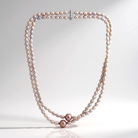 Collana in argento con Perla Ming Porpora (TPC)