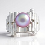 Anello in argento con Perla Ming Porpora (TPC)