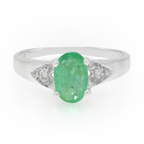 Anello placcato in platino con Smeraldo Bahia