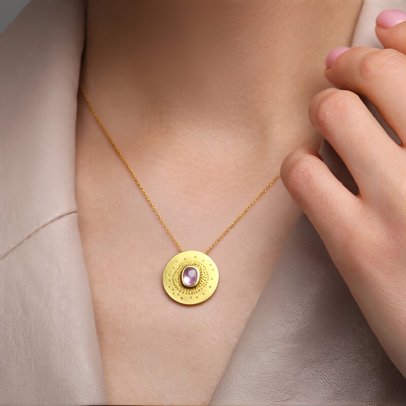 Ciondolo in argento con Ametista Rose de France (MONOSONO COLLECTION)