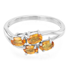 Orange Sapphire Silver Ring
