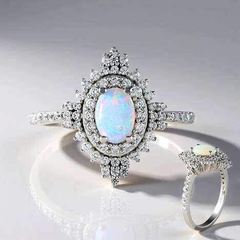 Anello in argento con Opale Australiano