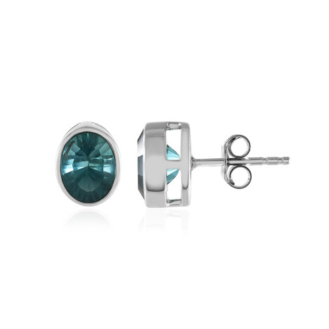 Orecchini Cuore Dell'Oceano In Argento 925 Con Zaffiri Blu – Rodiati In Oro Bianco 18kt