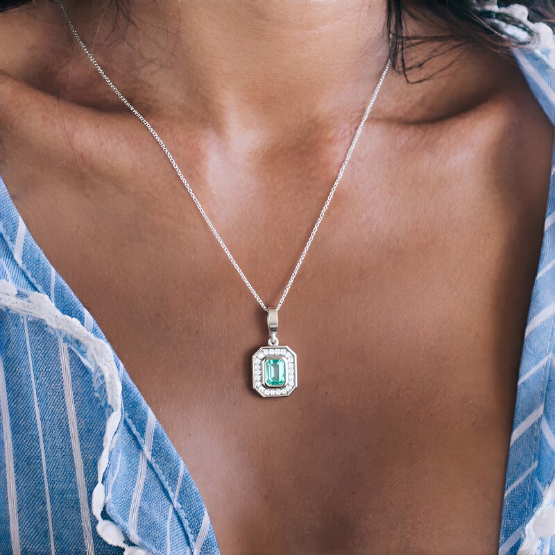 Paraiba Color Emerald Silver Pendant