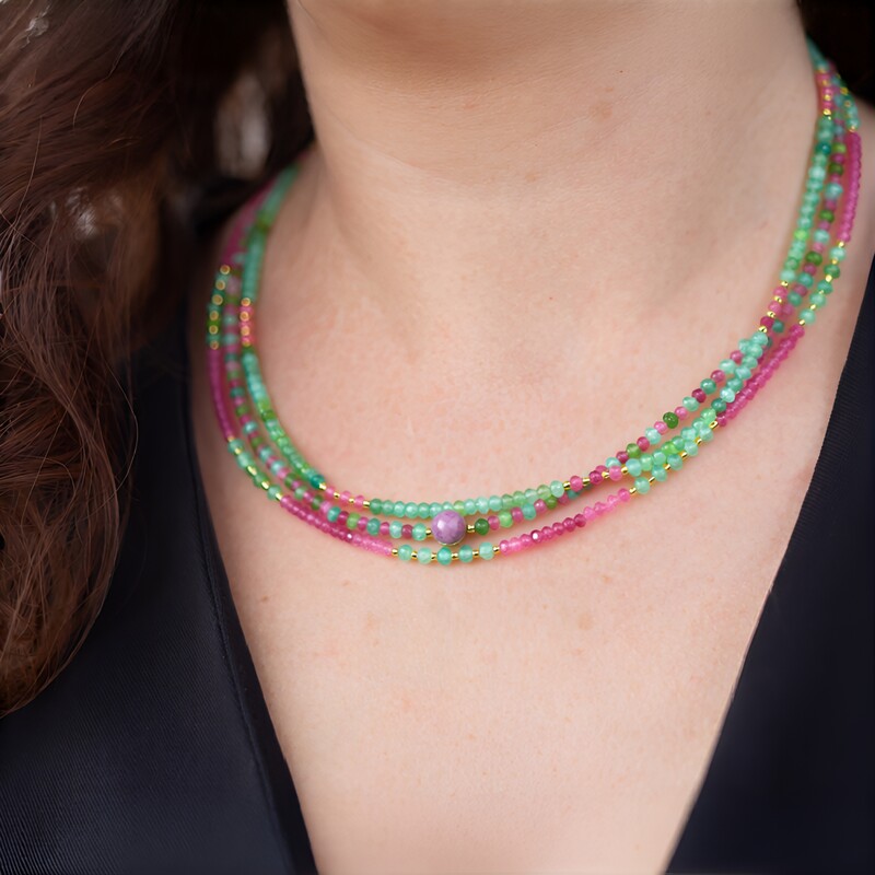 Edelstein-Silberhalskette (Riya)