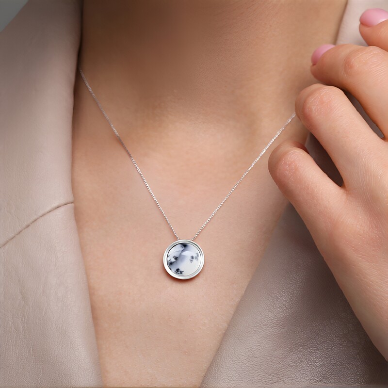Dendritic Agate Silver Pendant (MONOSONO COLLECTION)