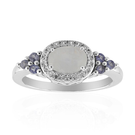 Regenbogen-Mondstein-Silberring