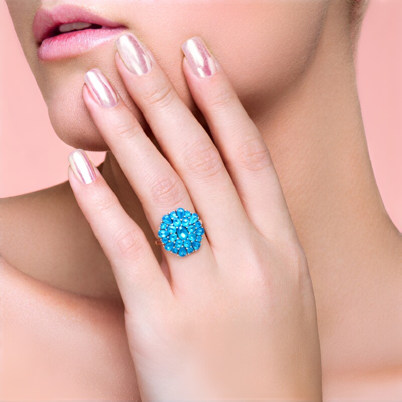 Neonblauer Apatit-Silberring