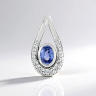 Pendentif en argent et Saphir bleu de Ceylan