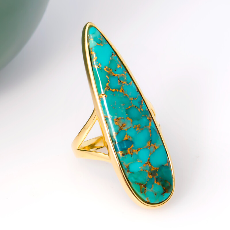 Bague en argent et Turquoise cuivrée bleue (Faszination Türkis)