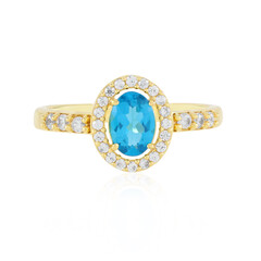 Bague en argent et Apatite bleu néon
