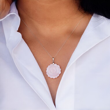 Colgante en plata con Cuarzo rosa