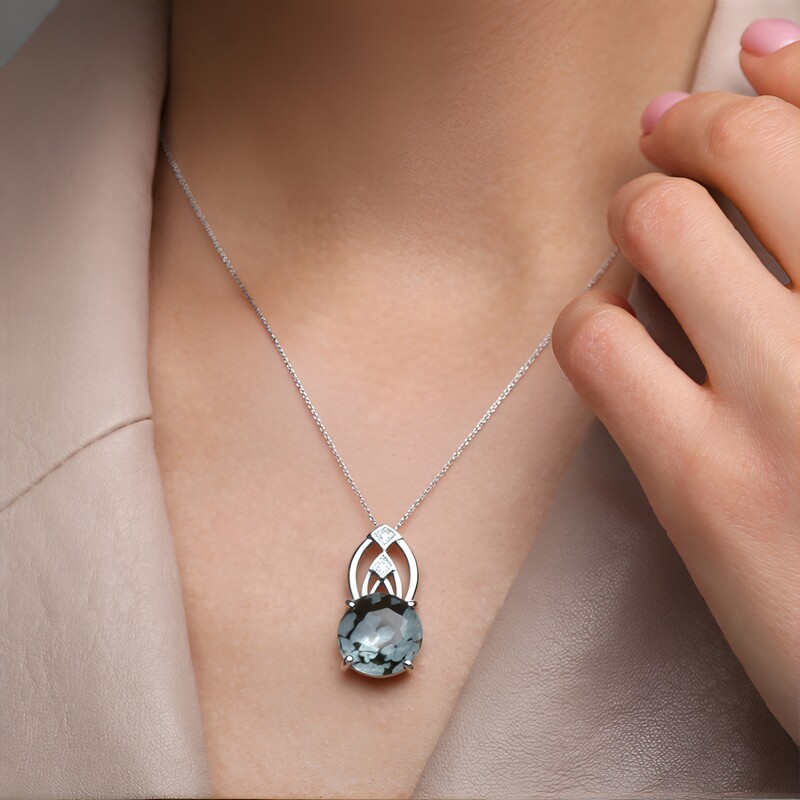 Schneeflocken-Obsidian-Silberanhänger