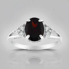 Anello in argento con Granato