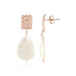 White Freshwater Pearl Silver Earrings (MONOSONO COLLECTION)