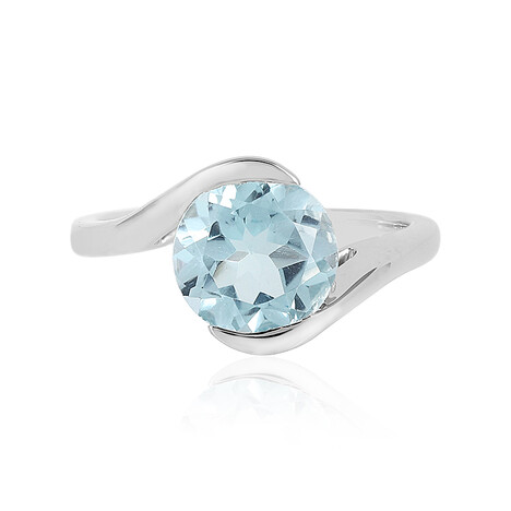 Zilveren ring met een hemel-blauwe topaas