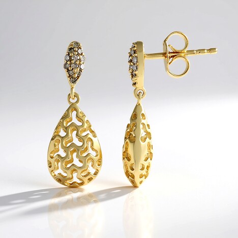 Orecchini in argento con Diamante Champagne I2 (Ornaments by de Melo)