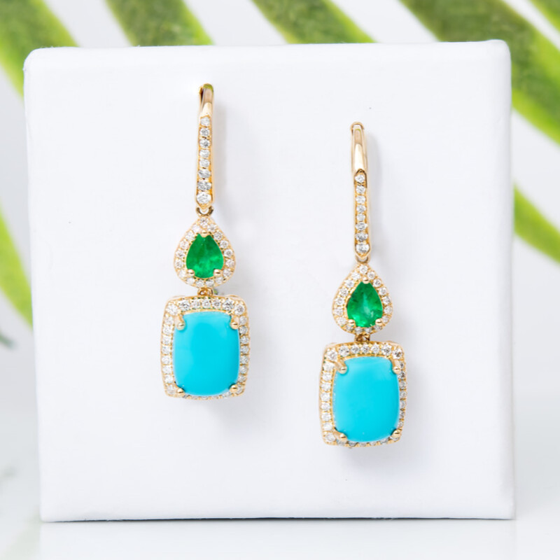 Pendientes en oro con Turquesa bella durmiente (CIRARI)