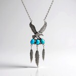 Collier en argent et Turquoise bleue de Mohavie (Jones Lee)