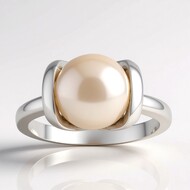 Bague en argent et Perle blanche de culture d'eau douce (TPC)