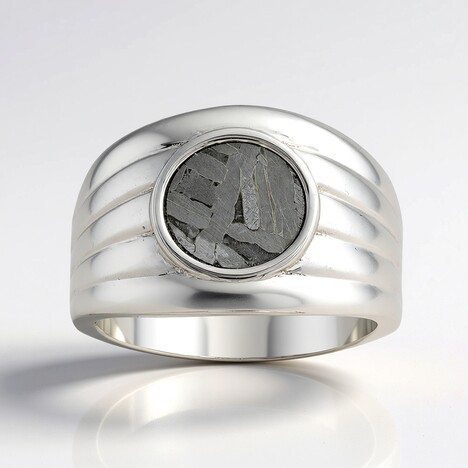 Anello in argento con Meteoriti di Aletai