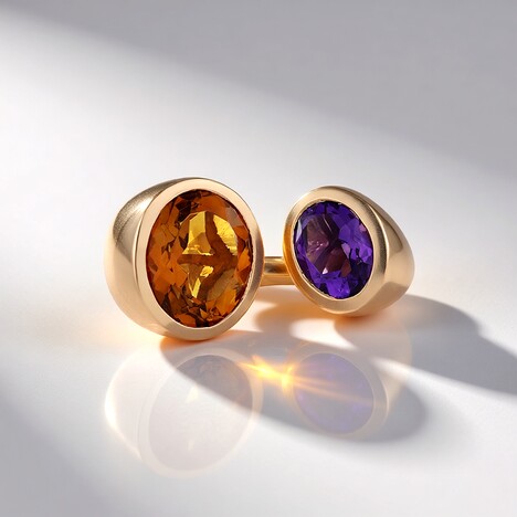 Anello in argento con Citrino Brandy (KM by Juwelo)