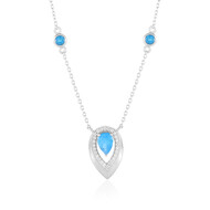 Neonblauer Apatit-Silbercollier