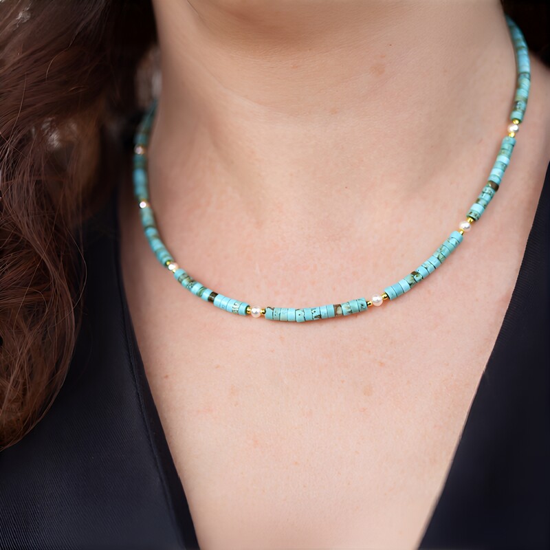 Blue Magnesite Steel Choker (Riya)
