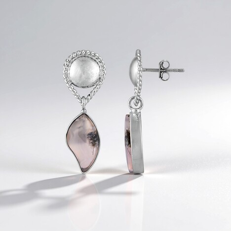 Boucles d'oreilles en argent et Calcédoine pourpre (Bali Barong)